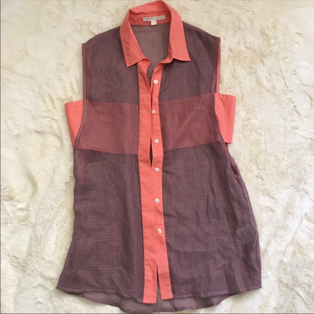 Jonathan Simkhai Mesh Pique Coral Sleeveless